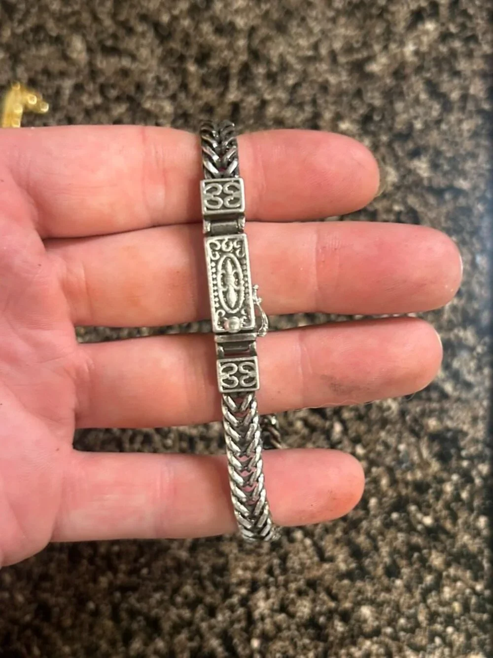 Men's Oxidized Silver Foxtail Chain Bracelet Heavy Braided Wheat Franco Link 8.5